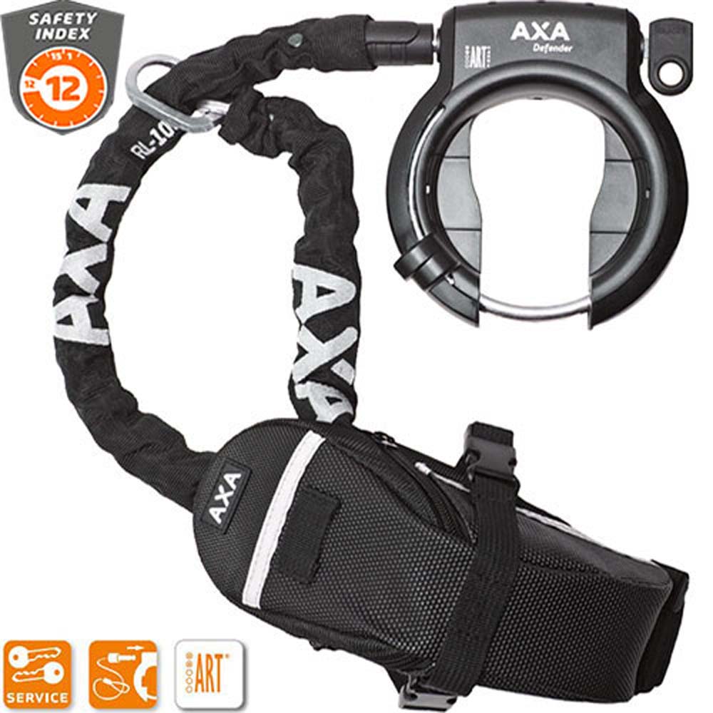 Axa Rahmenschloss Defender + Kette RL 100 mit Tasche
